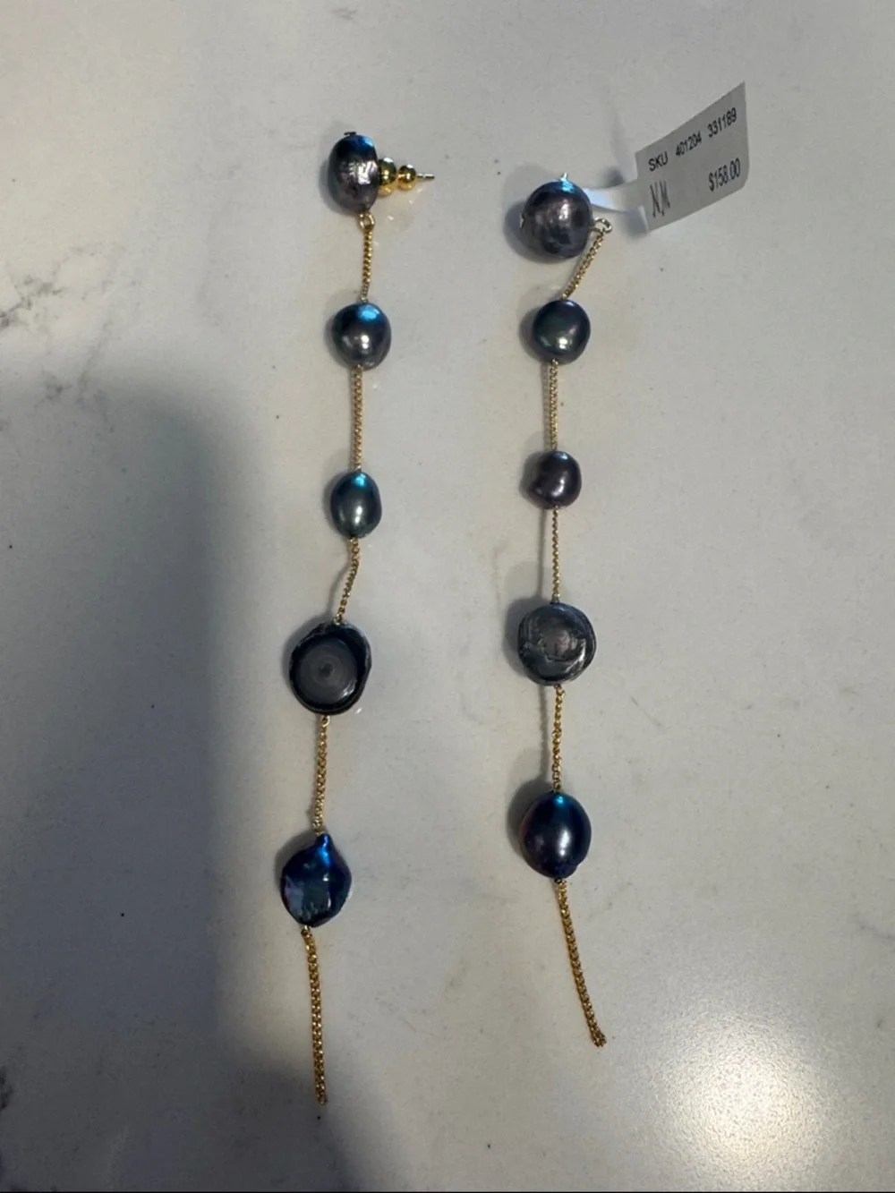 NWT cult gaia black pearl Atum drop earrings - Picture 4 of 7